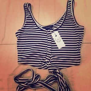 Stripped wrap crop top
